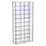Montara Tempered Glass Wine Storage LED Curio Cabinet Chrome 182037 - Ella Furniture