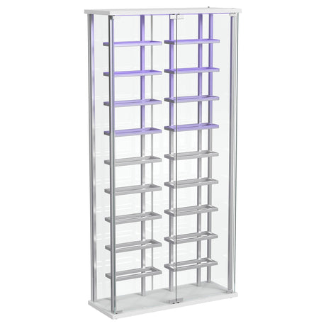 Montara Tempered Glass Wine Storage LED Curio Cabinet Chrome 182037 - Ella Furniture