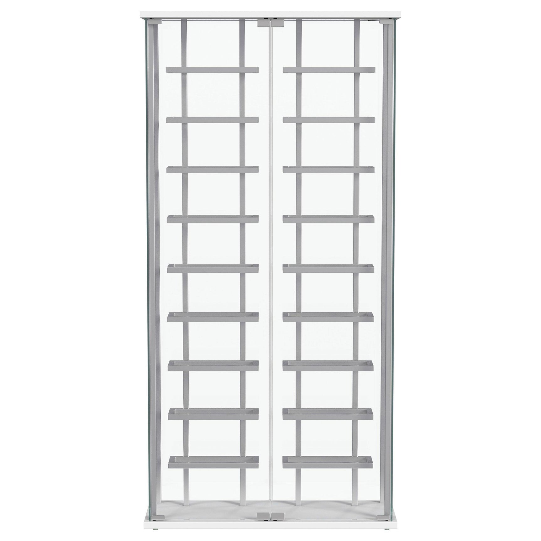 Montara Tempered Glass Wine Storage LED Curio Cabinet Chrome 182037 - Ella Furniture