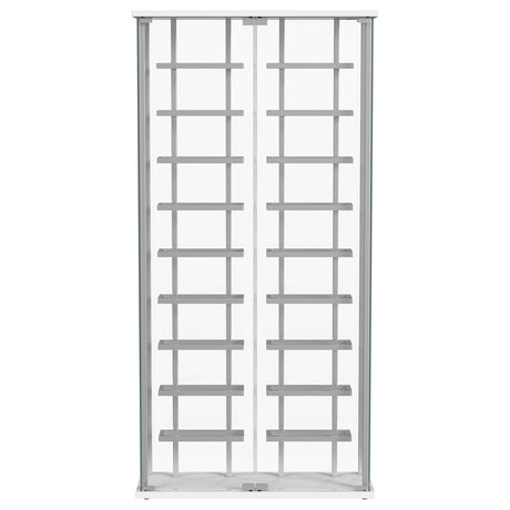 Montara Tempered Glass Wine Storage LED Curio Cabinet Chrome 182037 - Ella Furniture