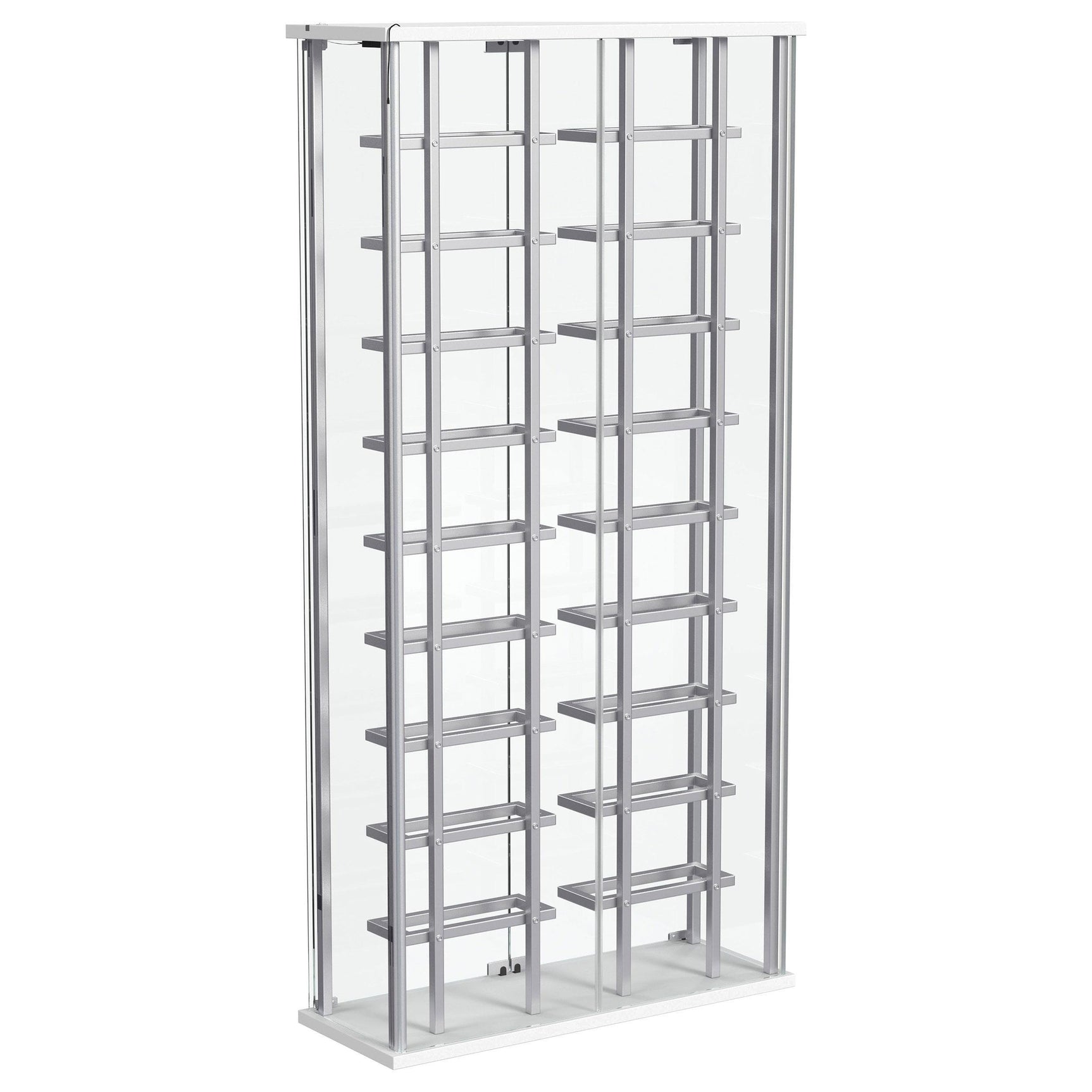 Montara Tempered Glass Wine Storage LED Curio Cabinet Chrome 182037 - Ella Furniture