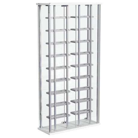 Montara Tempered Glass Wine Storage LED Curio Cabinet Chrome 182037 - Ella Furniture