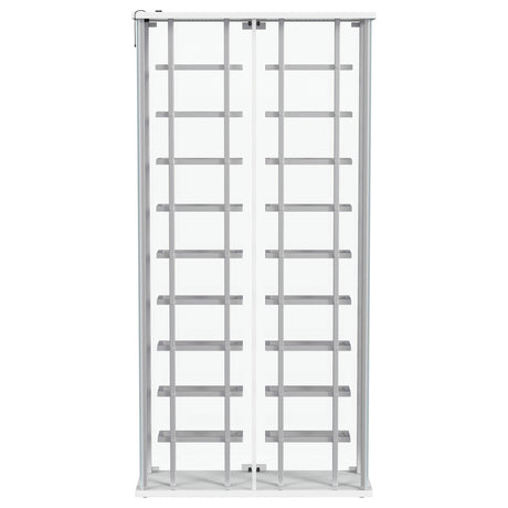 Montara Tempered Glass Wine Storage LED Curio Cabinet Chrome 182037 - Ella Furniture
