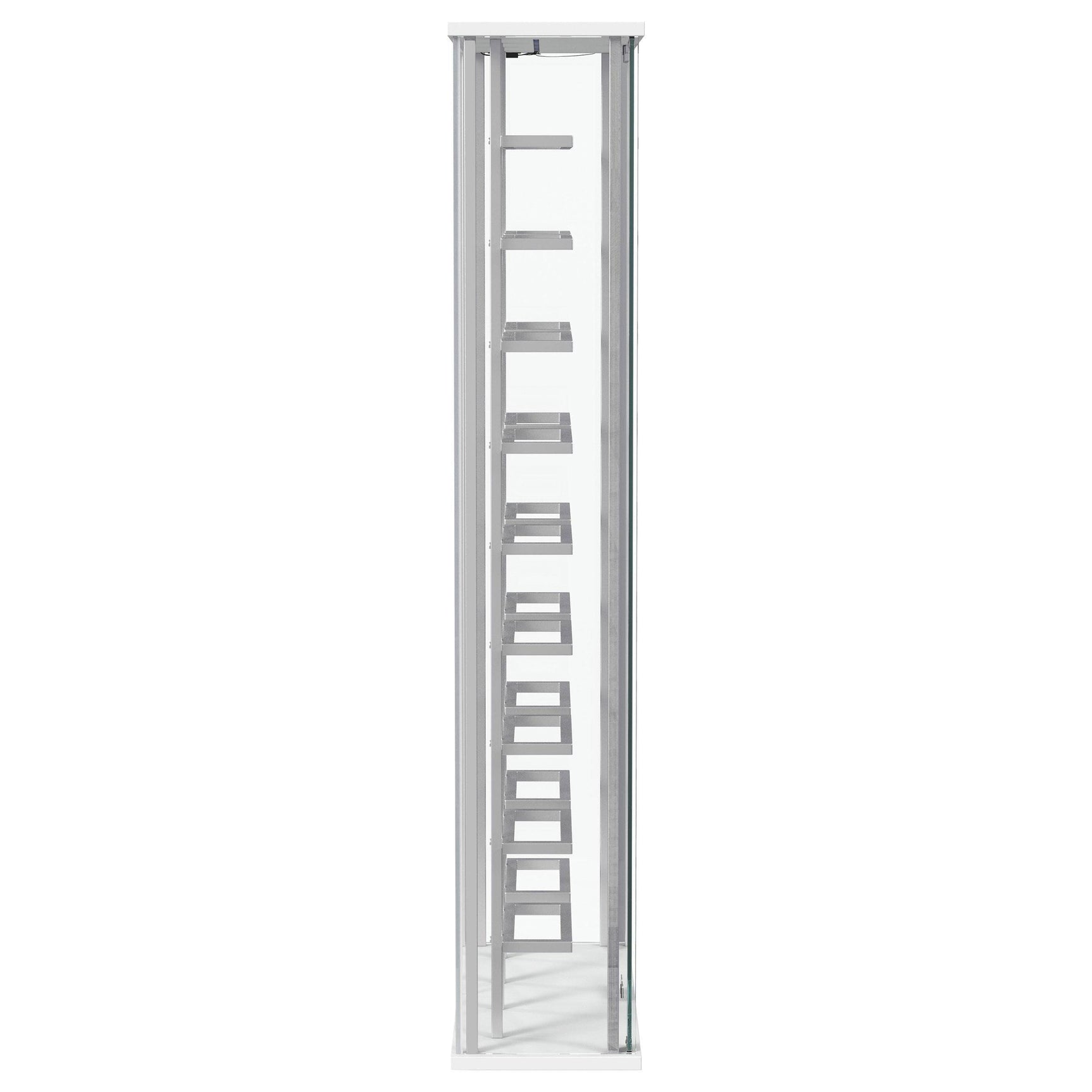 Montara Tempered Glass Wine Storage LED Curio Cabinet Chrome 182037 - Ella Furniture