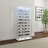 Montara Tempered Glass Wine Storage LED Curio Cabinet Chrome 182037 - Ella Furniture