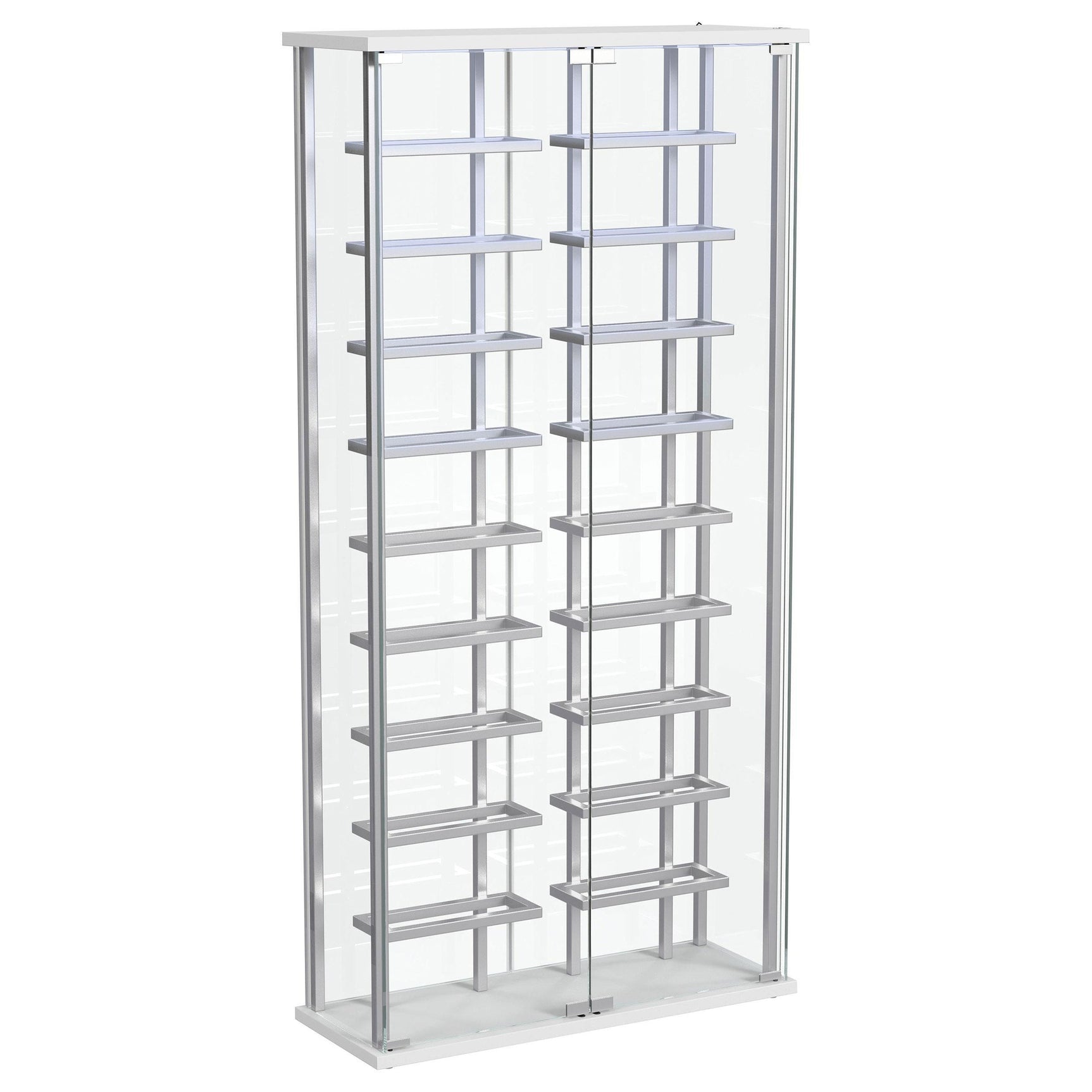 Montara Tempered Glass Wine Storage LED Curio Cabinet Chrome 182037 - Ella Furniture