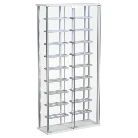 Montara Tempered Glass Wine Storage LED Curio Cabinet Chrome 182037 - Ella Furniture