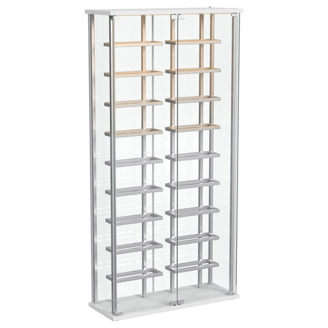 Montara Tempered Glass Wine Storage LED Curio Cabinet Chrome 182037 - Ella Furniture