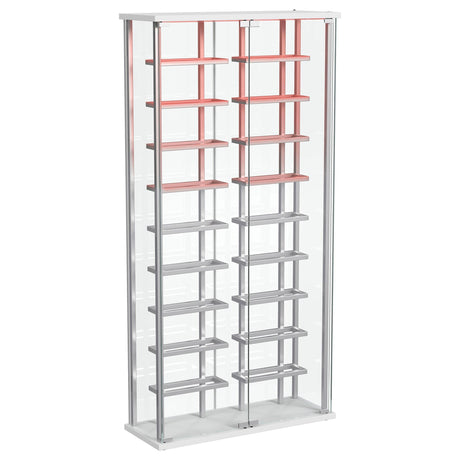 Montara Tempered Glass Wine Storage LED Curio Cabinet Chrome 182037 - Ella Furniture