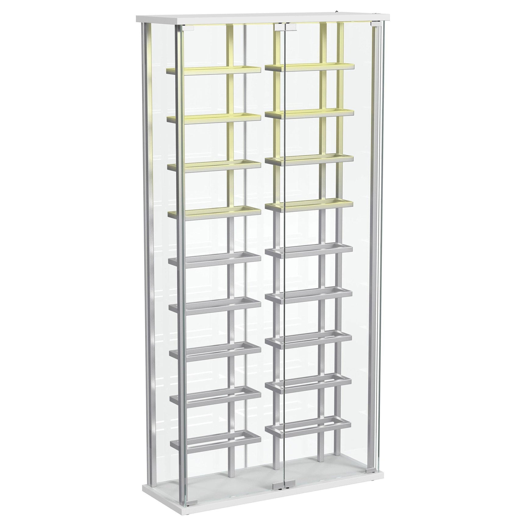 Montara Tempered Glass Wine Storage LED Curio Cabinet Chrome 182037 - Ella Furniture