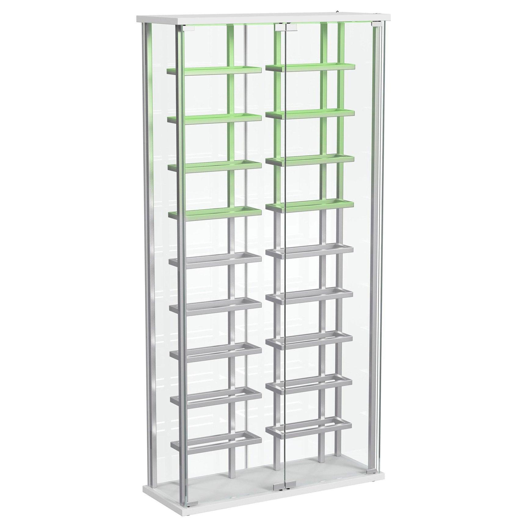 Montara Tempered Glass Wine Storage LED Curio Cabinet Chrome 182037 - Ella Furniture