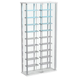 Montara Tempered Glass Wine Storage LED Curio Cabinet Chrome 182037 - Ella Furniture