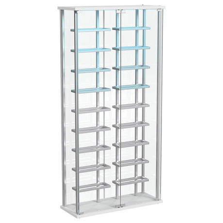 Montara Tempered Glass Wine Storage LED Curio Cabinet Chrome 182037 - Ella Furniture