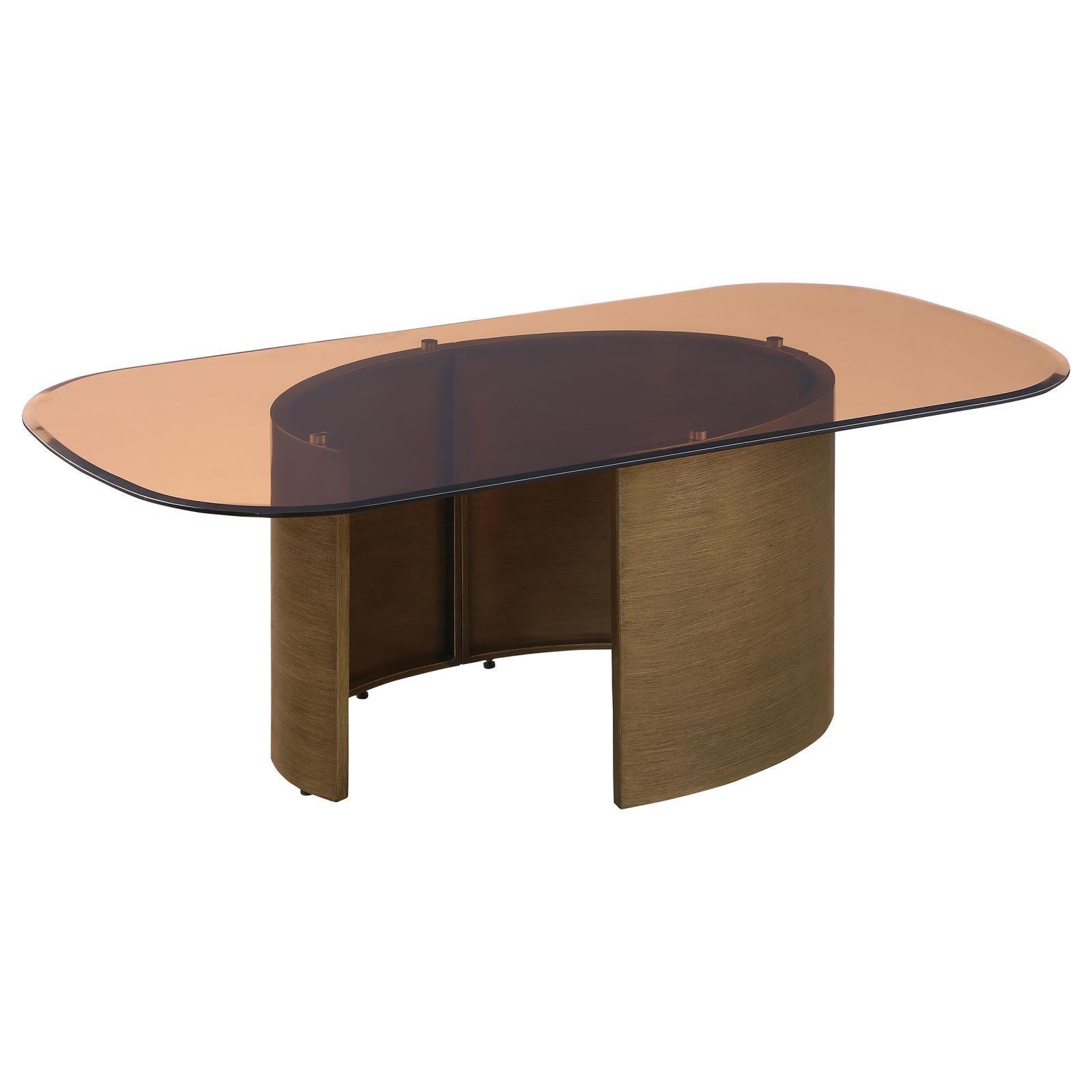 Morena Rectangular Coffee Table With Tawny Tempered Glass Top Brushed Bronze 721598 - Ella Furniture