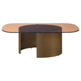 Morena Rectangular Coffee Table With Tawny Tempered Glass Top Brushed Bronze 721598 - Ella Furniture