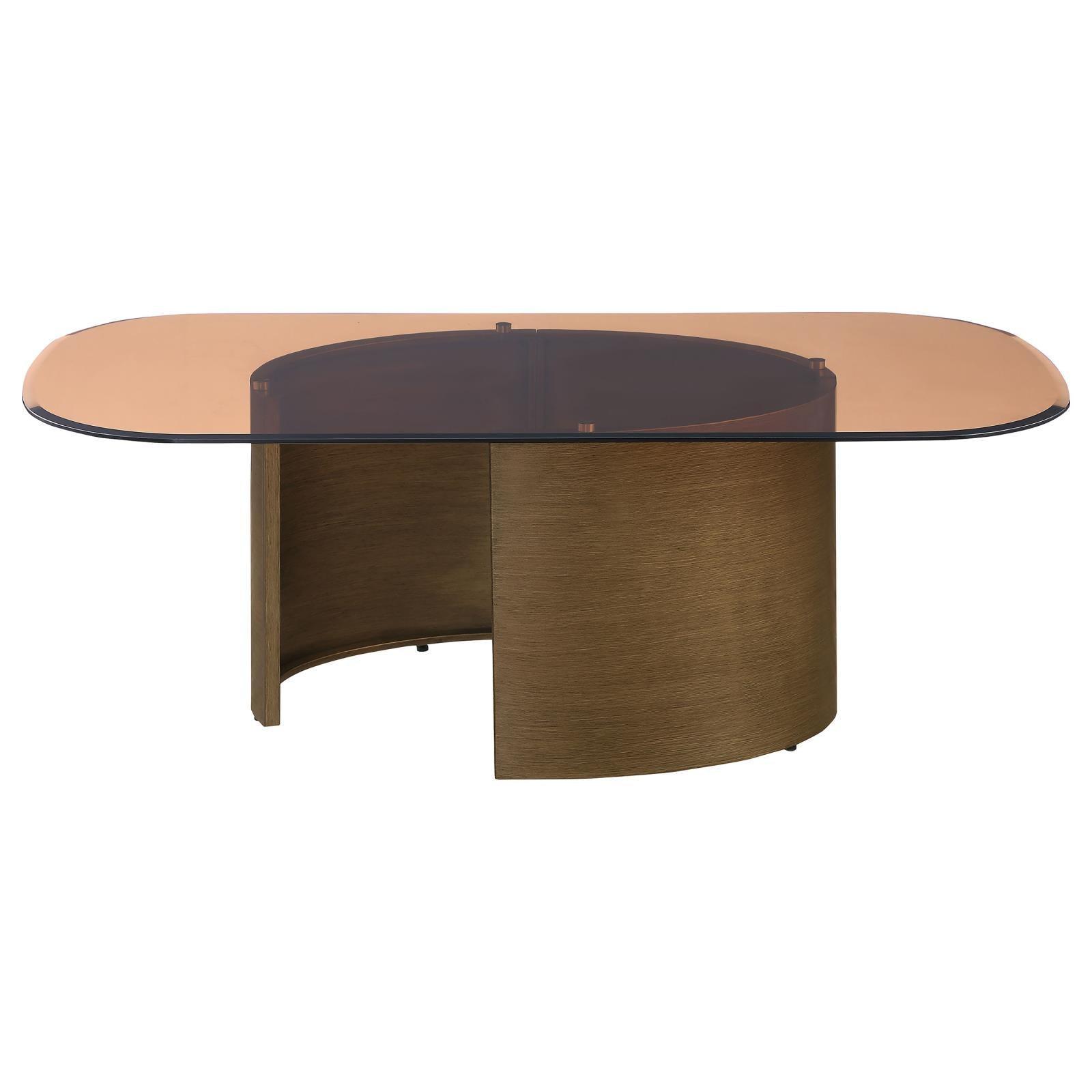 Morena Rectangular Coffee Table With Tawny Tempered Glass Top Brushed Bronze 721598 - Ella Furniture