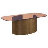 Morena Rectangular Coffee Table With Tawny Tempered Glass Top Brushed Bronze 721598 - Ella Furniture