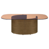 Morena Rectangular Coffee Table With Tawny Tempered Glass Top Brushed Bronze 721598 - Ella Furniture