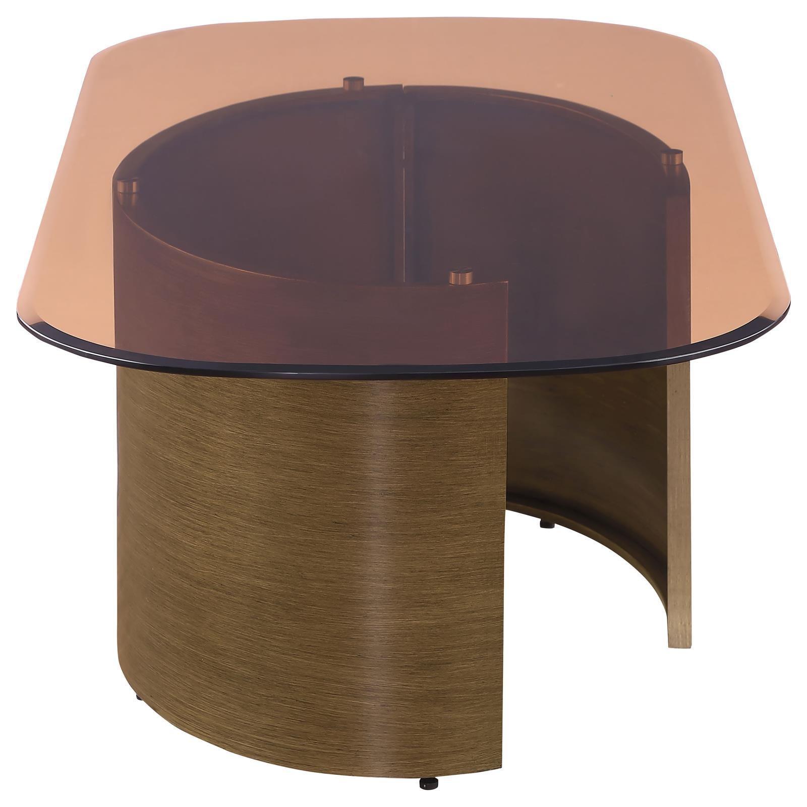Morena Rectangular Coffee Table With Tawny Tempered Glass Top Brushed Bronze 721598 - Ella Furniture