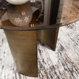 Morena Round End Table With Tawny Tempered Glass Top Brushed Bronze 721597 - Ella Furniture
