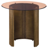 Morena Round End Table With Tawny Tempered Glass Top Brushed Bronze 721597 - Ella Furniture