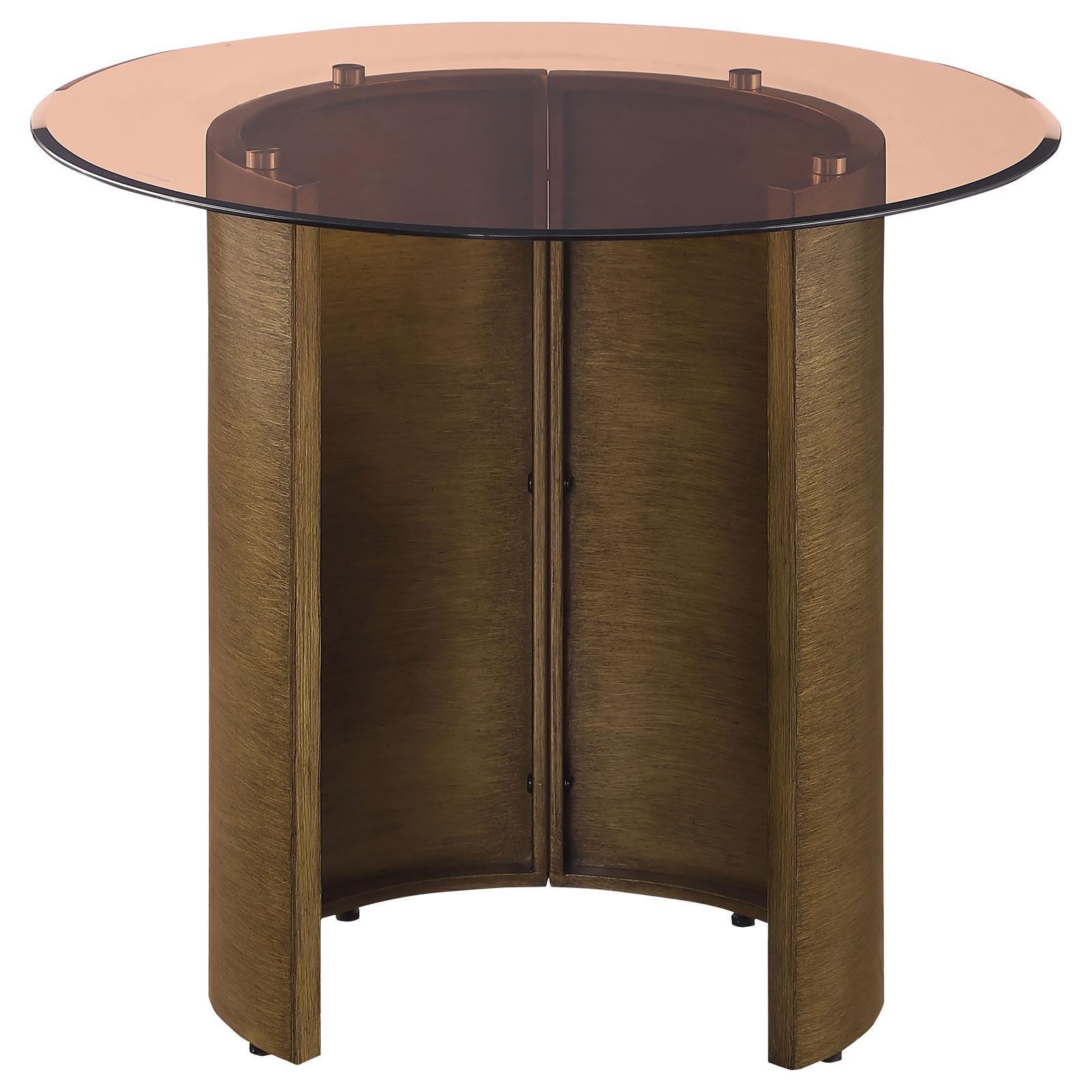 Morena Round End Table With Tawny Tempered Glass Top Brushed Bronze 721597 - Ella Furniture