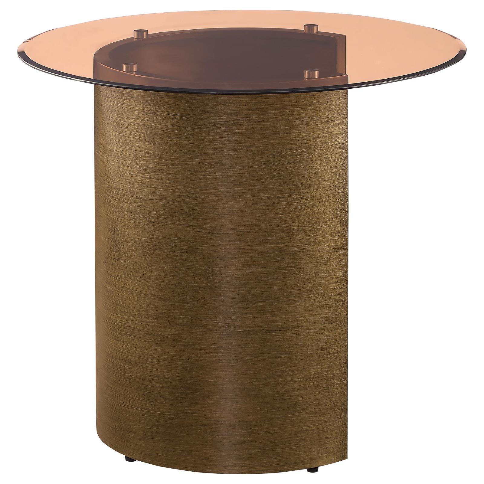 Morena Round End Table With Tawny Tempered Glass Top Brushed Bronze 721597 - Ella Furniture