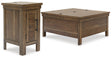 Moriville Grayish Brown Coffee Table With 1 End Table - Ella Furniture