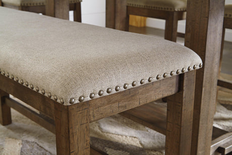 Moriville Grayish Brown Counter Height Dining Table And 4 Barstools And Bench - Ella Furniture