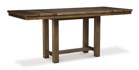 Moriville Grayish Brown Counter Height Dining Table And 4 Barstools And Bench - Ella Furniture