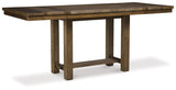 Moriville Grayish Brown Counter Height Dining Table And 4 Barstools With Storage - Ella Furniture