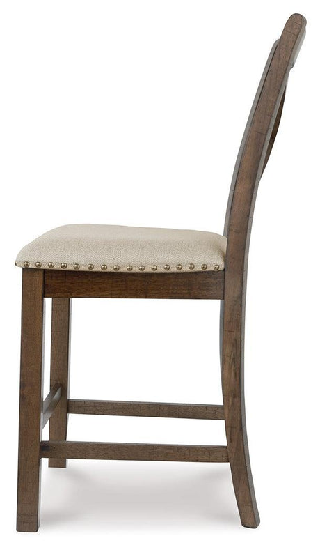 Moriville Grayish Brown Counter Height Dining Table And 6 Barstools - Ella Furniture