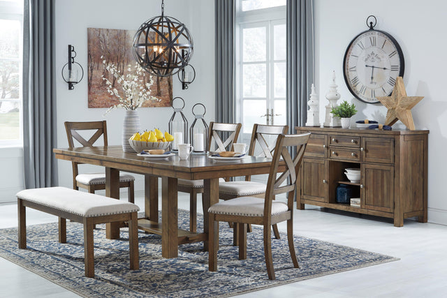 Moriville Grayish Brown Rectangular Dining Room Set - Ella Furniture