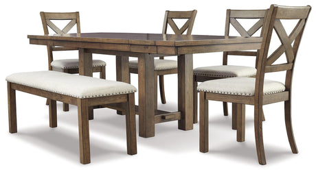 Moriville Grayish Brown Rectangular Dining Room Set - Ella Furniture
