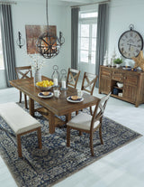 Moriville Grayish Brown Rectangular Dining Room Set - Ella Furniture