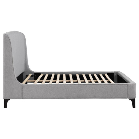 Mosby Upholstered Curved Headboard Eastern King Platform Bed Light Grey 306021Ke - Ella Furniture
