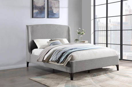 Mosby Upholstered Curved Headboard Eastern King Platform Bed Light Grey 306021Ke - Ella Furniture