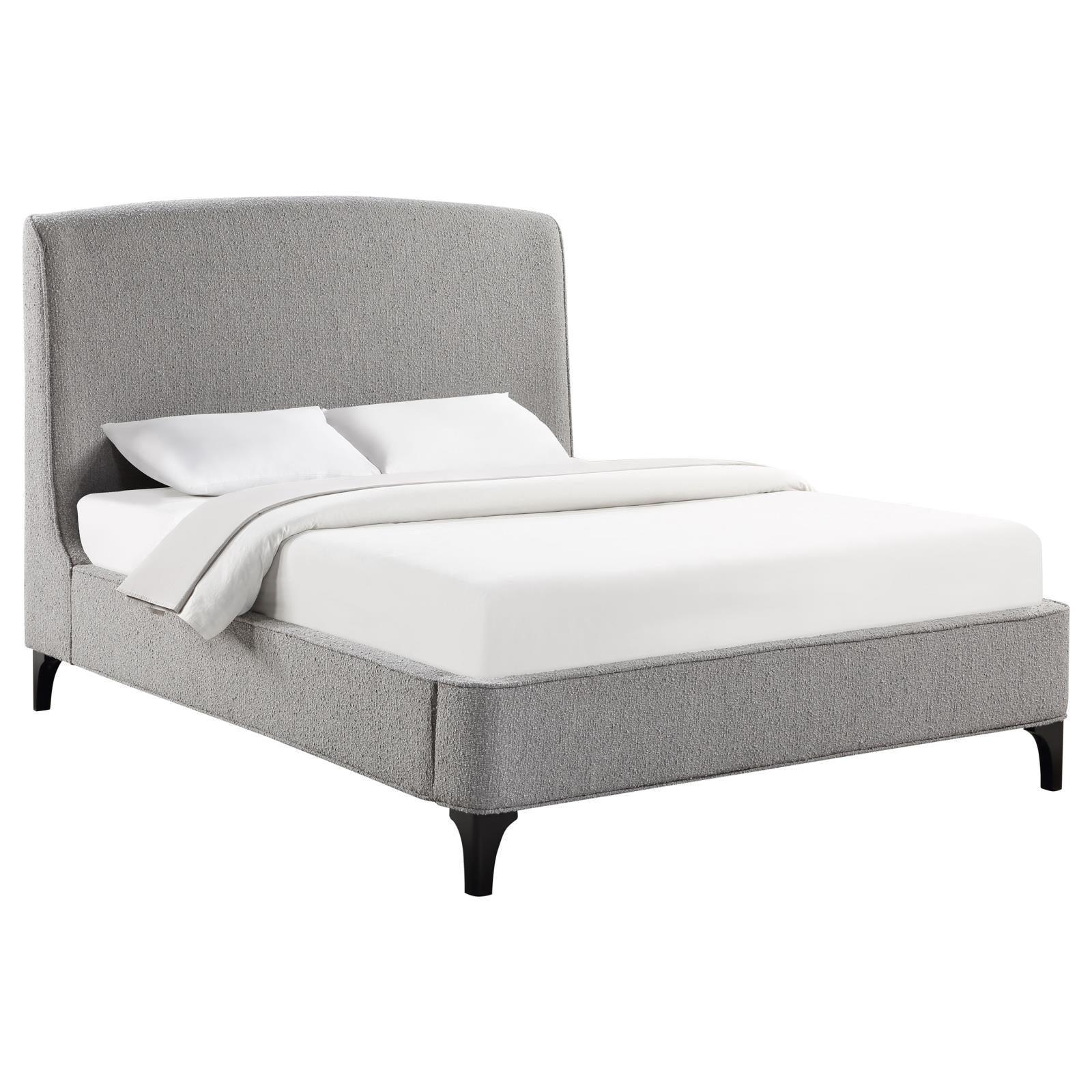 Mosby Upholstered Curved Headboard Eastern King Platform Bed Light Grey 306021Ke - Ella Furniture