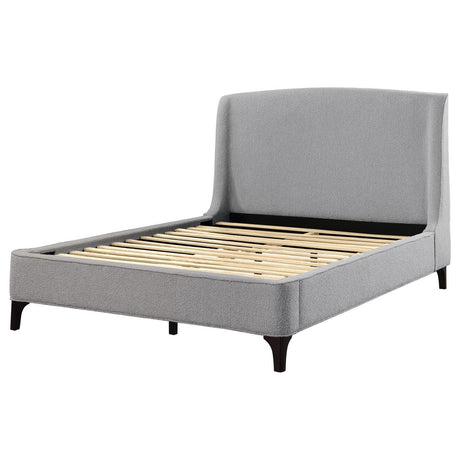 Mosby Upholstered Curved Headboard Eastern King Platform Bed Light Grey 306021Ke - Ella Furniture