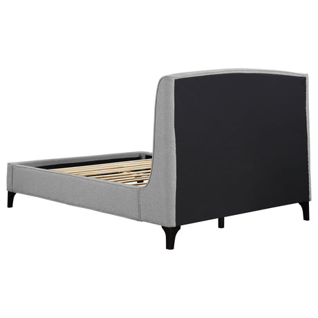 Mosby Upholstered Curved Headboard Eastern King Platform Bed Light Grey 306021Ke - Ella Furniture