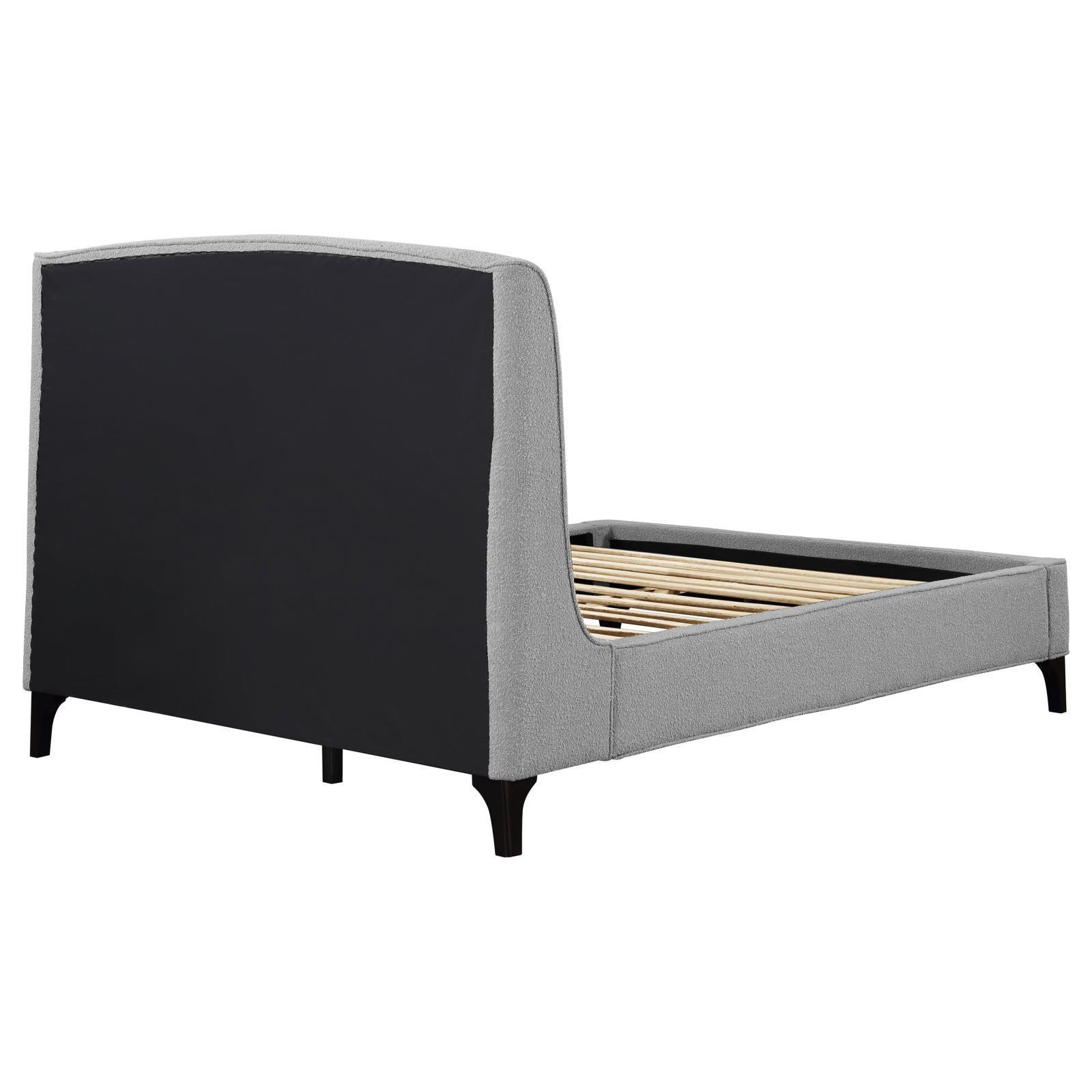 Mosby Upholstered Curved Headboard Eastern King Platform Bed Light Grey 306021Ke - Ella Furniture