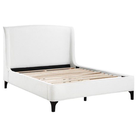 Mosby Upholstered Curved Headboard Eastern King Platform Bed White 306020Ke - Ella Furniture