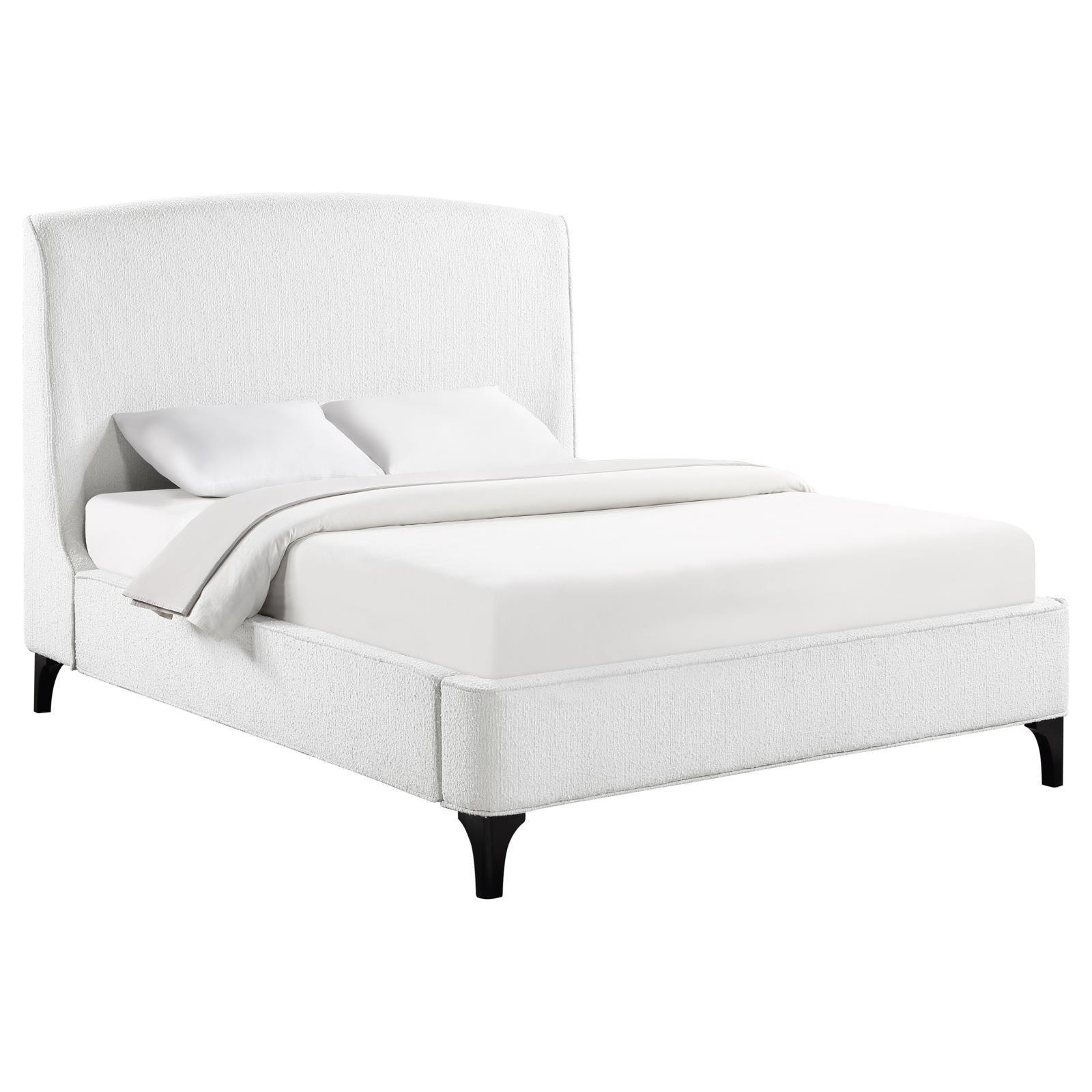 Mosby Upholstered Curved Headboard Eastern King Platform Bed White 306020Ke - Ella Furniture
