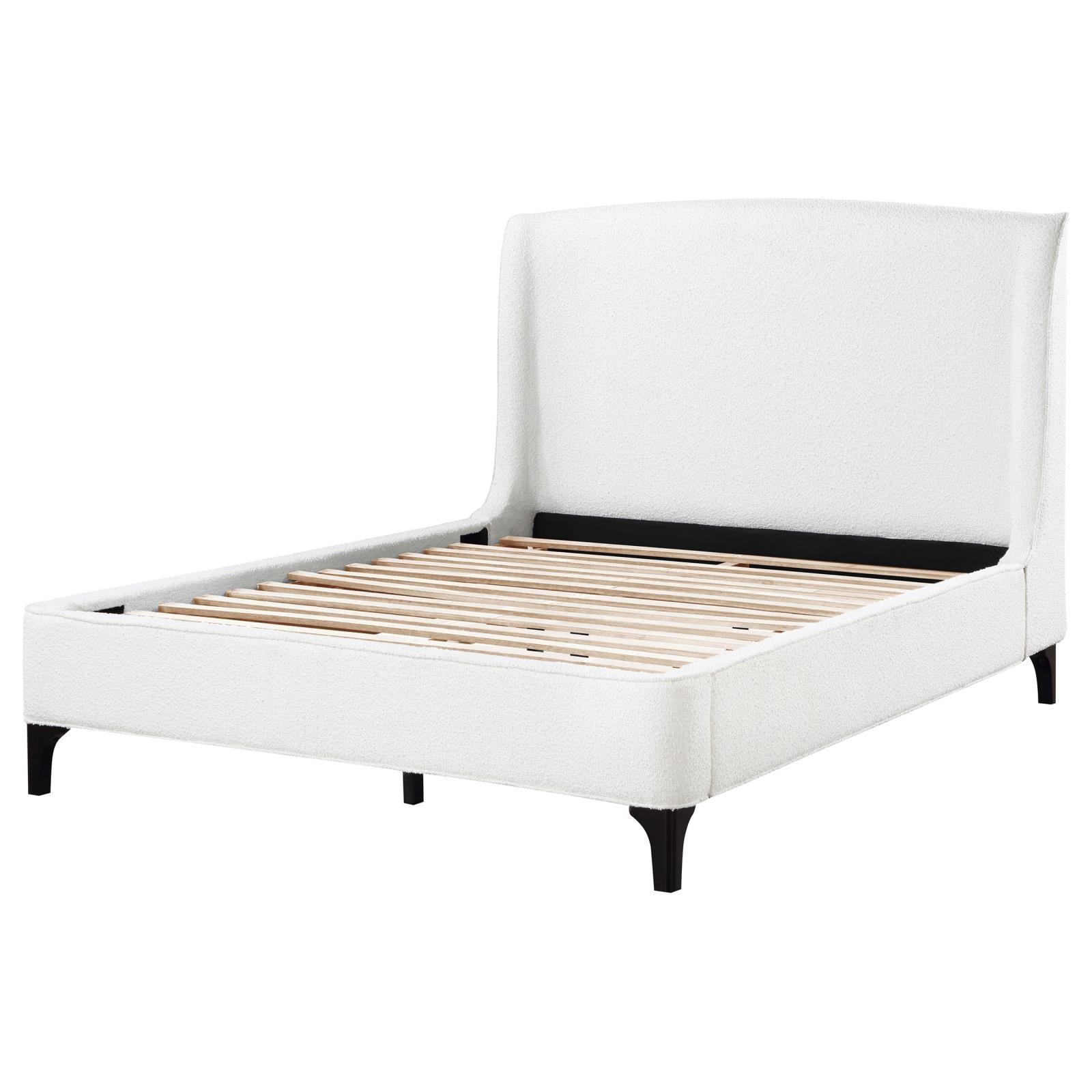 Mosby Upholstered Curved Headboard Eastern King Platform Bed White 306020Ke - Ella Furniture