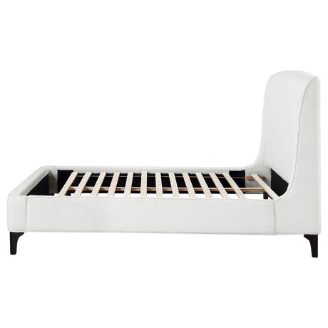 Mosby Upholstered Curved Headboard Eastern King Platform Bed White 306020Ke - Ella Furniture