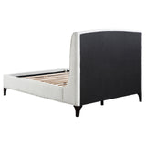 Mosby Upholstered Curved Headboard Eastern King Platform Bed White 306020Ke - Ella Furniture