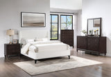 Mosby Upholstered Curved Headboard Queen Platform Bed White 306020Q - Ella Furniture