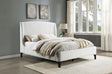 Mosby Upholstered Curved Headboard Queen Platform Bed White 306020Q - Ella Furniture