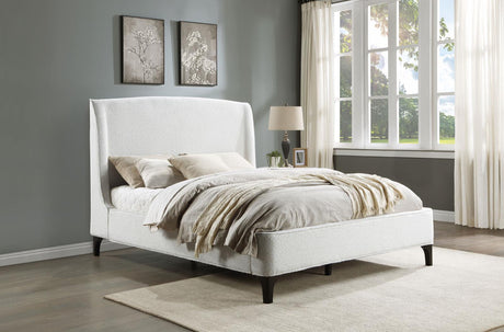 Mosby Upholstered Curved Headboard Queen Platform Bed White 306020Q - Ella Furniture