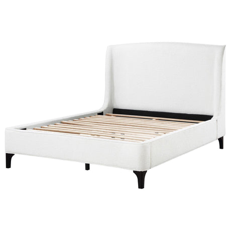 Mosby Upholstered Curved Headboard Queen Platform Bed White 306020Q - Ella Furniture